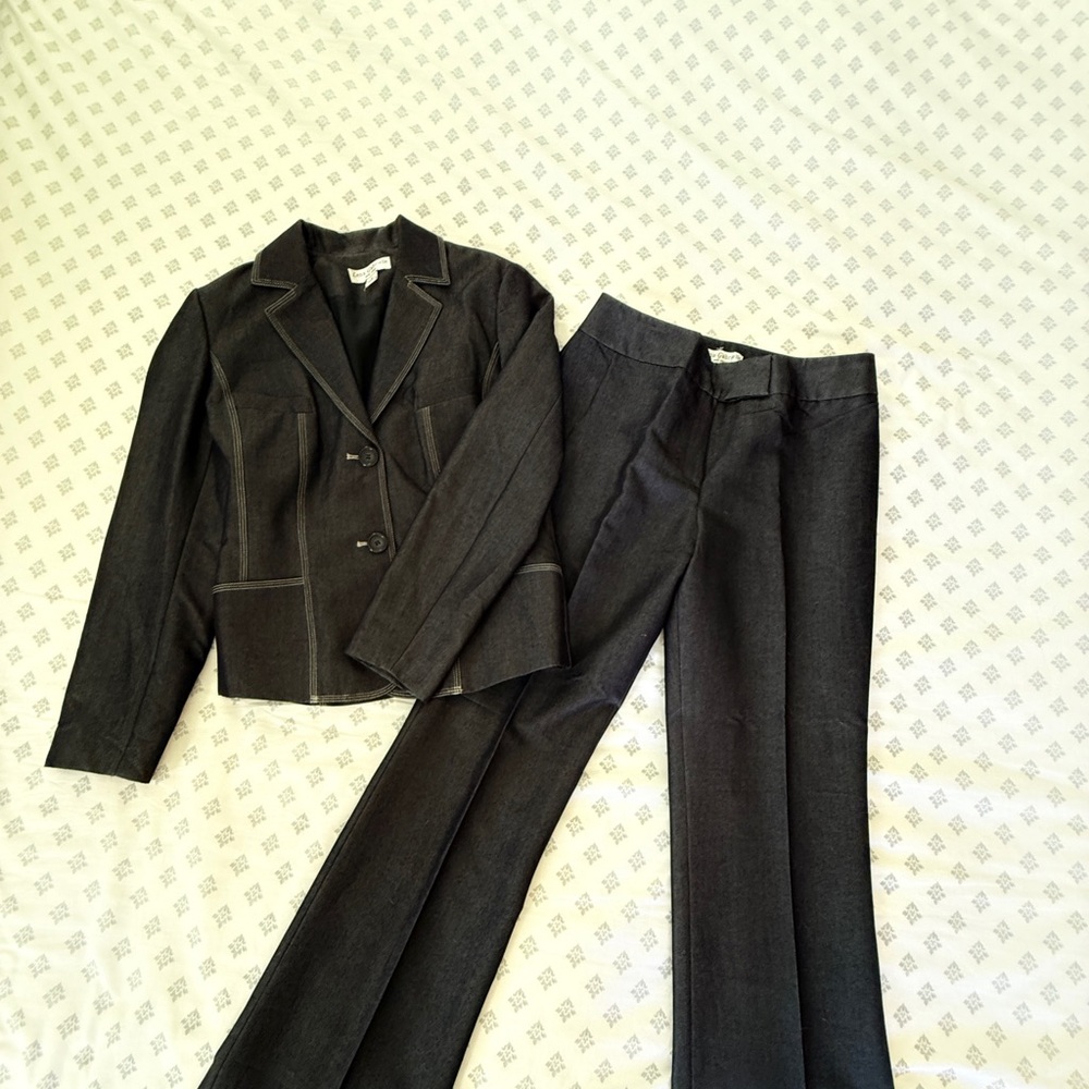 Lena Gabrielle Denim Blazer and Pants Suit set